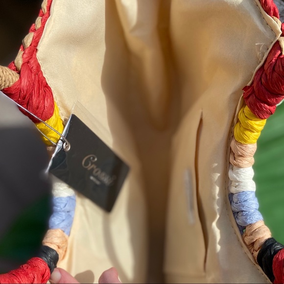 SOLD 🍋 NWT Colorful Handmade Woven Rattan Handbag - Picture 3 of 6